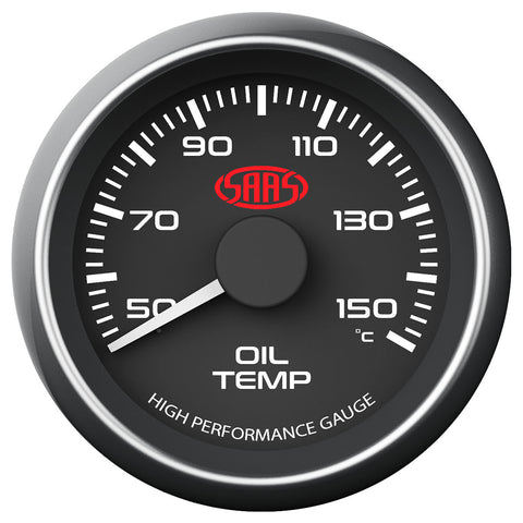 Oil Temp Gauge 50°-150° 52mm Black Muscle Series