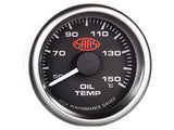 Oil Temp Gauge 50°-150° 52mm Black Muscle Series