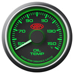 Oil Temp Gauge 50°-150° 52mm Black Muscle Series
