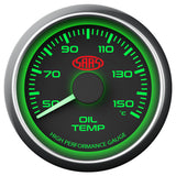 Oil Temp Gauge 50°-150° 52mm Black Muscle Series