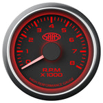 Tachometer 0-8K 52mm Black Muscle Series