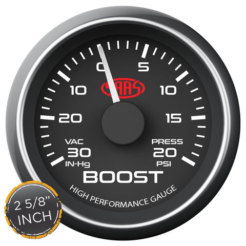 Boost Gauge 30inHg-20psi 2 5/8 inch Black Muscle Series