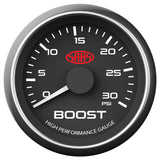 Boost Gauge Diesel 0-30 psi 52mm Black Muscle Series