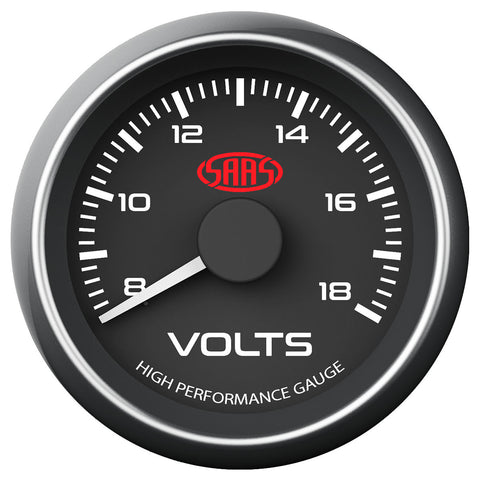 Volt Gauge 8v-18v 52mm Black Muscle Series