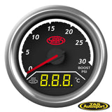 DUAL GAUGE BOOST 0-30 PSI/EXHAUST TEMP 0°-900° ANALOGUE/DIGITAL TRAX SERIES