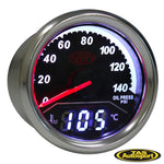 DUAL GAUGE OIL PRESSURE 140 PSI/WATER TEMP 40°-120° ANALOGUE/DIGITAL TRAX SERIES