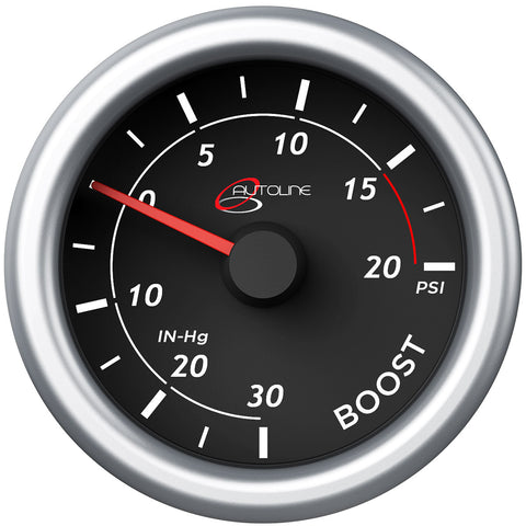 Boost Gauge 30inHg-20psi 52mm Black Autoline