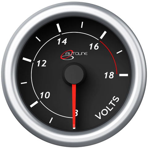 Volt Gauge 8v-18v 52mm Black Autoline