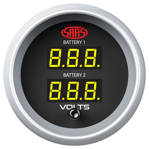 Dual Volt Digital Gauge 8v-18v 52mm Black Muscle Series 2