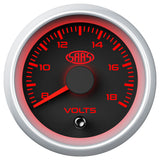 Volt Gauge 8v-18v 52mm Black Muscle Series 2