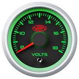 Volt Gauge 8v-18v 52mm Black Muscle Series 2