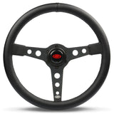 Steering Wheel Leatherette 14" ADR Retro Black Spoke Black Stitching