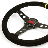 Steering Wheel Suede 14" ADR Retro Black Spoke + Indicator