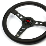 Steering Wheel Leatherette 14" ADR Retro Black Spoke White Stitching