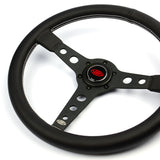 Steering Wheel Leatherette 14" ADR Retro Black Spoke White Stitching