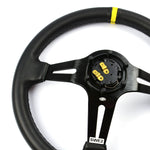 Steering Wheel Leather 14" ADR Deep Dish Black Slotted + Indicator